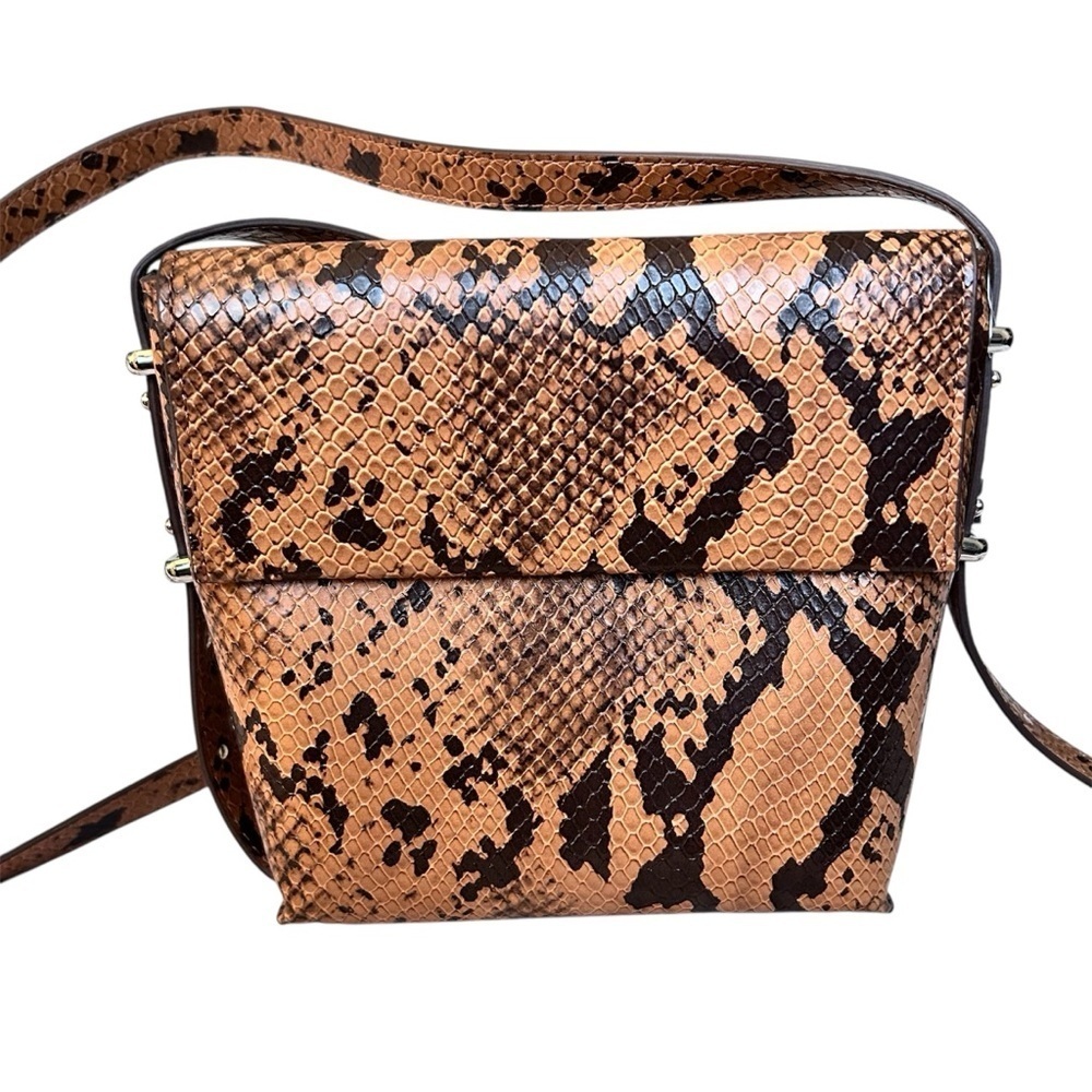 Urban Outfitters Brown and Black Crossbody Bag with Snakeskin Pattern
